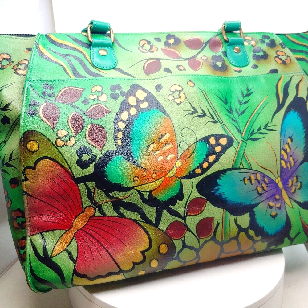 Anuschka NWT Hand Painted Leather Satchel Bag